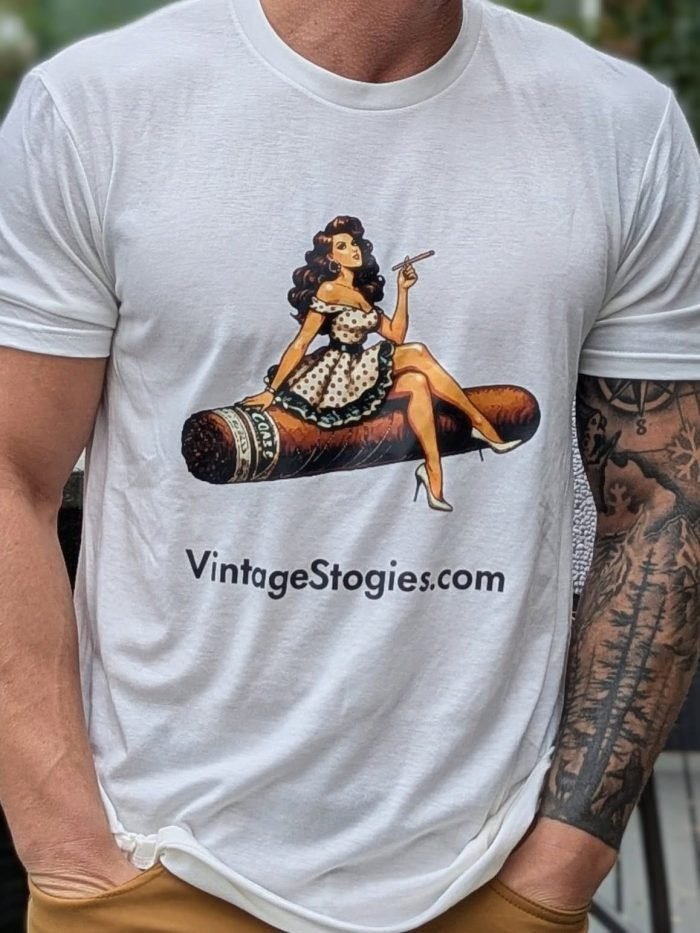 Vintage Cigar Store T Shirt with Merch Logo - Image 2